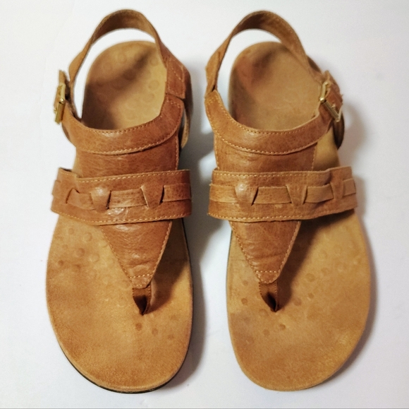 Vionic Lupe Women's Leather Toe Post Slingback Orthotic Comfort Sandal Brown 8.5 - Picture 6 of 12